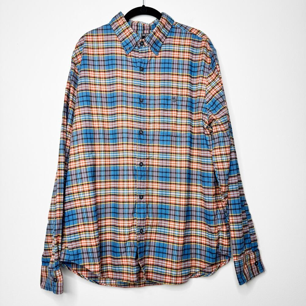 Todd Snyder Plaid Flannel Shirt Mens XL Blue Cotton Button Down